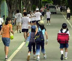 Children join study program near Osaka school stabbing site